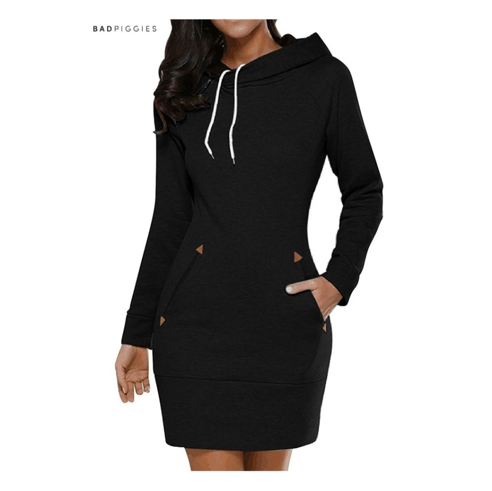 Black Sweatshirt Dress, Size Large